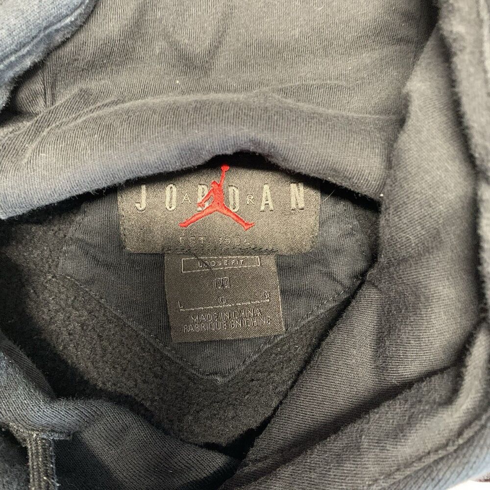 Jordan Hoodie Womens Crop L Black Loose Fit Pullover Sweater Sweatshirt - Picture 5 of 14